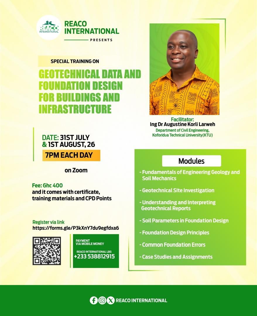 Poster for the special training on geotechnical data and foundation design