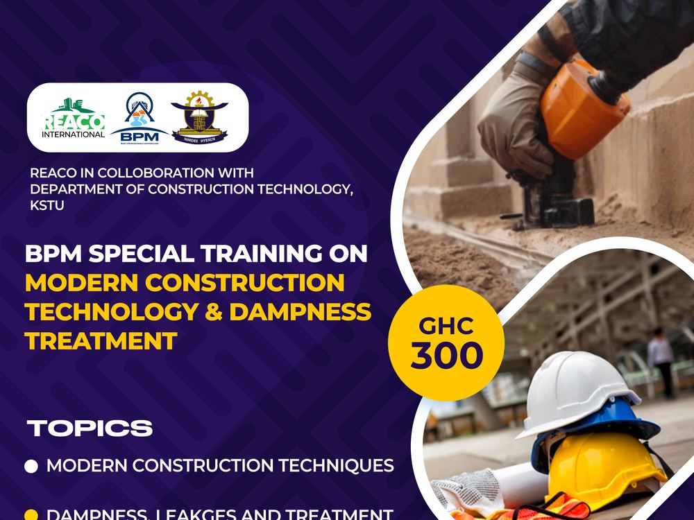 Poster for the special training on modern construction technology and dampness treatment